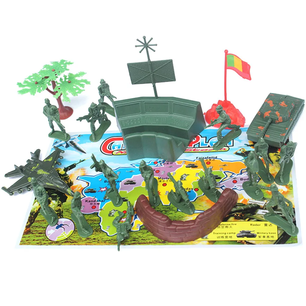 

21Pcs Plastic Model Playset Toy Army Sand Scene Model Sand Table Accs Soldiers 5cm Action Figures Soldiers Army Men Accessories