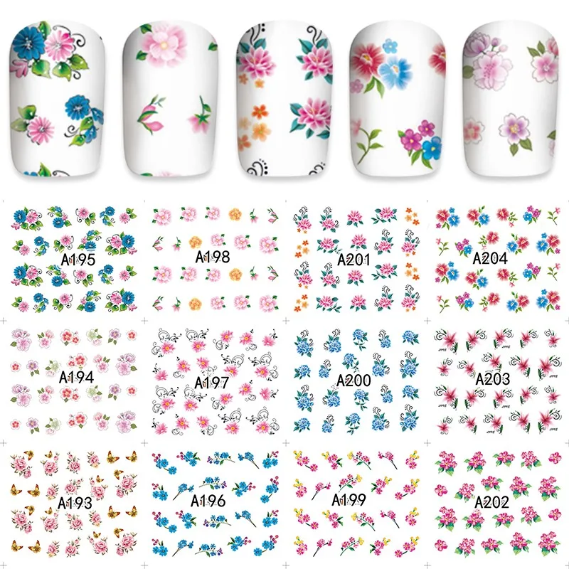 Наклейки для дизайна ногтей 12 листов наклейки тату полное покрытие красивые