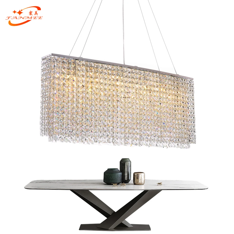 Fanmee Modern Crystal Chandelier Light Linear Lighting Restaurant Living Dining Room Hanging Suspension Lamp Chandeliers Aliexpress Fanmee Modern Crystal Chandelier Light