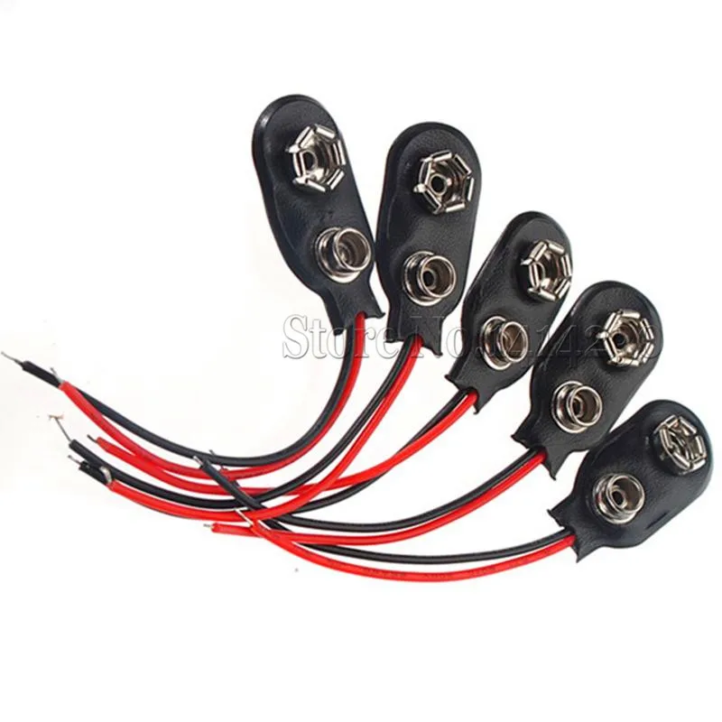 10Pcs 10cm 15cm Black Red Cable Connection 9V Battery Clips Connector Buckle