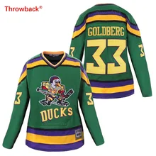 Throwback Jersey Women's Duck Jersey Ice Hockey 33 Goldberg Jerseys Colour White Green Size S-3XL Free Shipping Wholesale 1954 north dakota sioux jersey 14 all stitched custom any name and any number men s throwback hockey jersey free shipping
