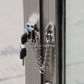 

HOT Stainless Steel Window Guard Window Door Restrictor Child Safety Security Chain Lock Children Security Locks With Keys P181