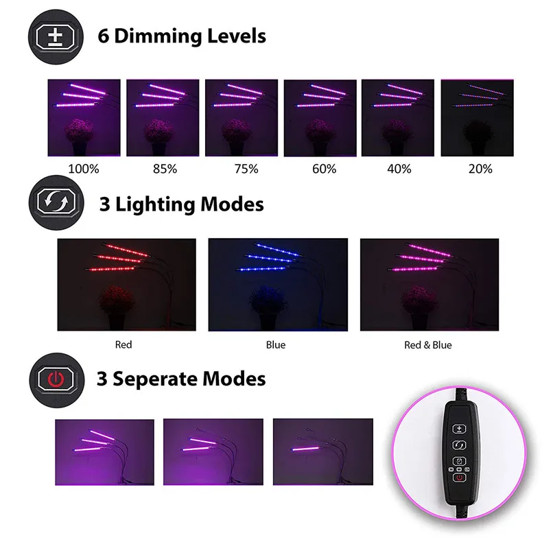30W 60 LED Plant Grow Light Dual Head Clip On Lamp Full Spectrum for Hydroponics stipulate photosynthesis #4S10 (1)