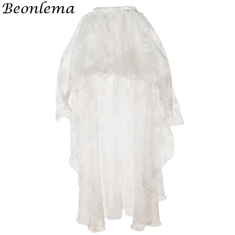 Beonlema пол Длина Юбка из сетчатой ткани пикантные красные длинные юбки макси Для женщин 6XL Высокая Низкая эластичный юбка из фатина с