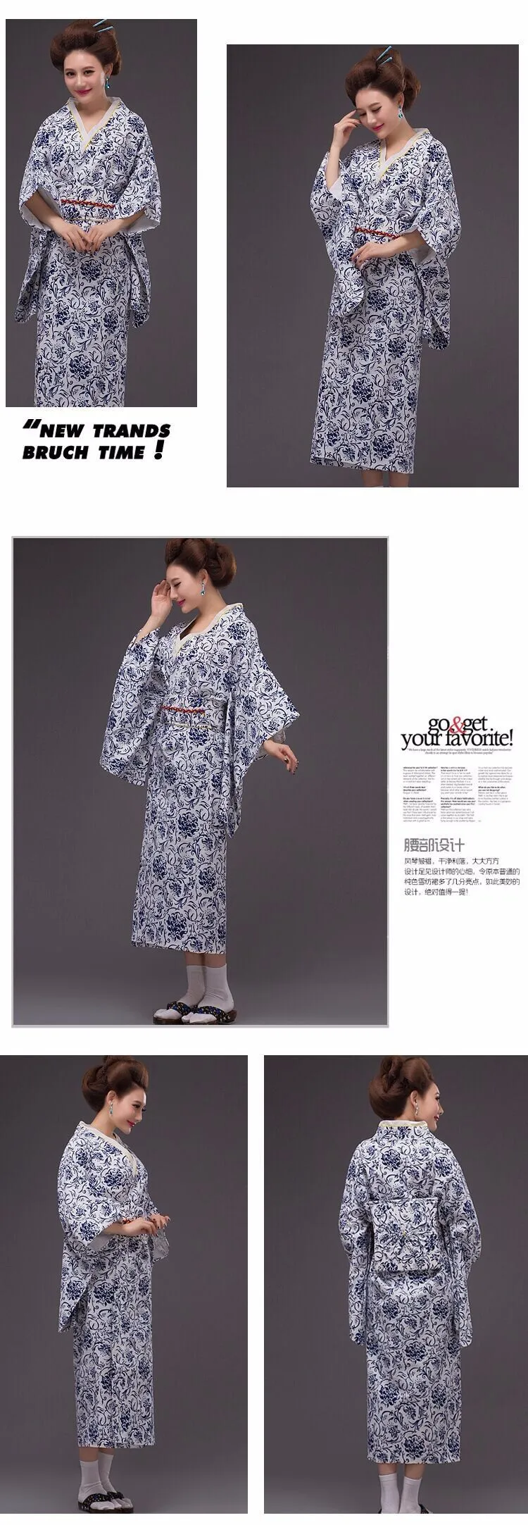 Горячее предложение хлопок Роза Стиль yukatajapanese хаори кимоно халат платье костюм платье с Оби юката высокое качество
