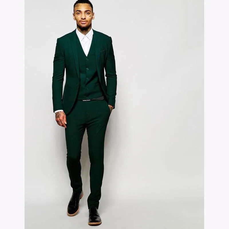 Latest Coat Pant Design Dark Green Mens 
