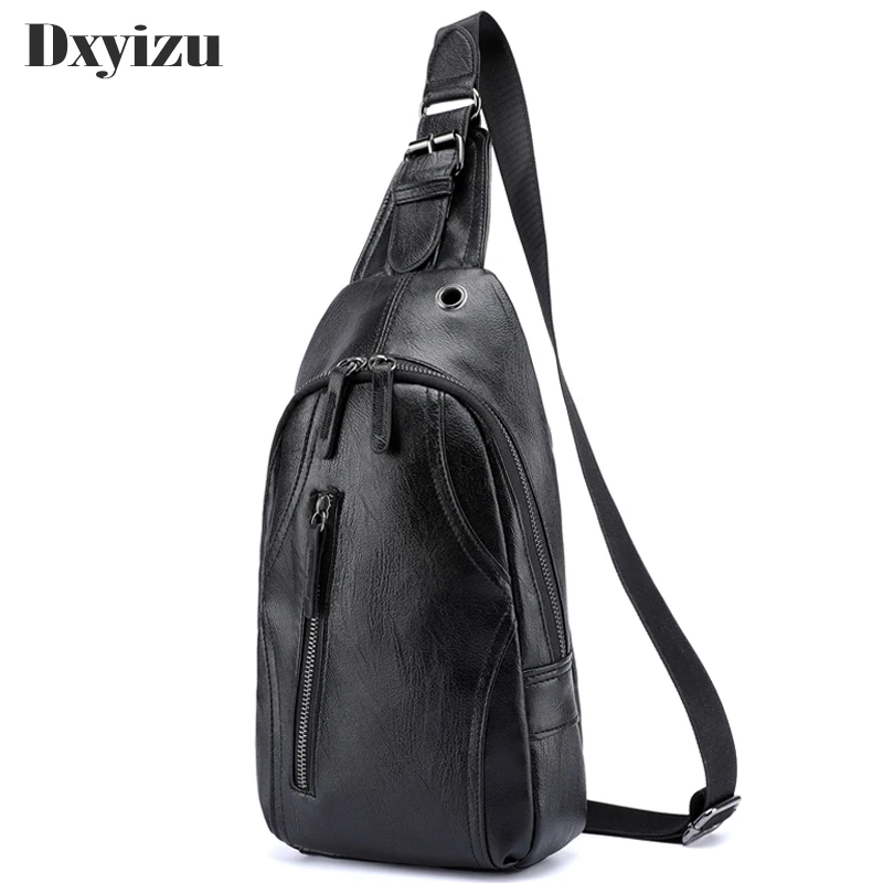 2022 New Men's Fashion Crossbody Bag Theftproof Pu Leather Chest Bags