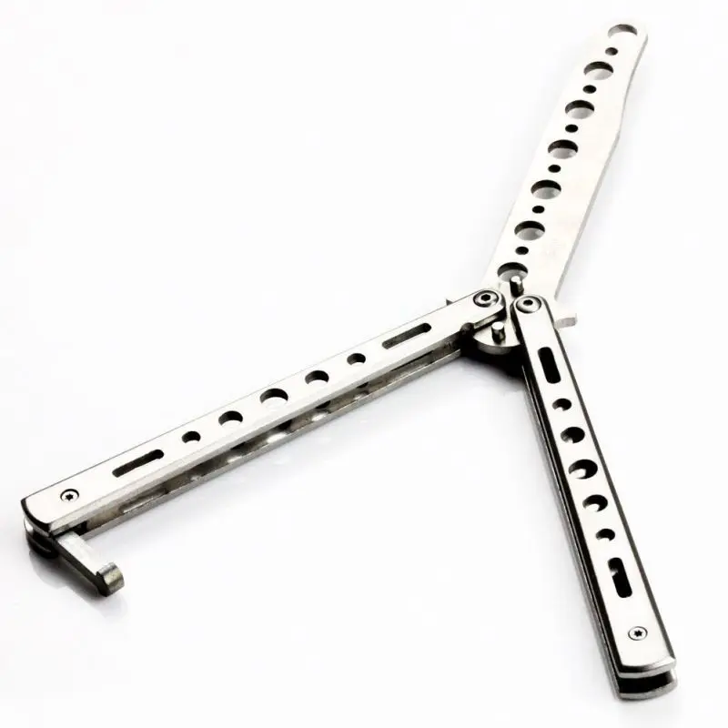 

New Arrival High Quality Practical Stainless Steel Butterfly Flail Folded Knife Training Knife Silver Outdoor Sports Tool