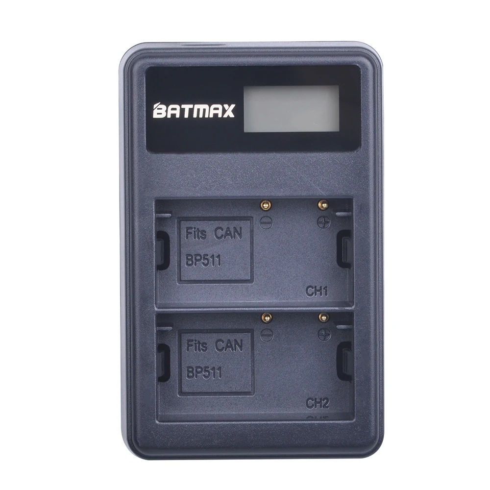 

Batmax BP-511 BP-511A Battery charger LCD USB Dual Charger kit for Canon EOS 40D 300D 5D 20D 30D 50D 10D D60 G6 BP 511A camera