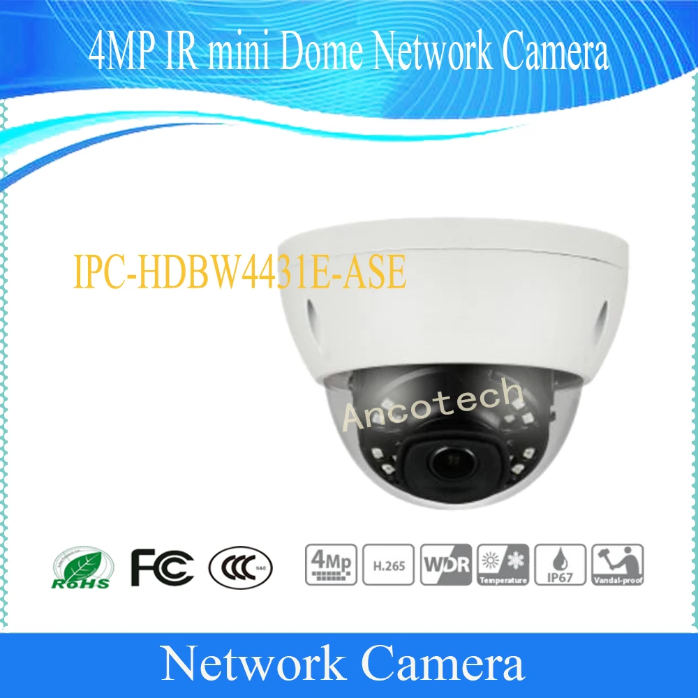 Free Shipping DAHUA Security IP Camera 4MP IR mini Dome Network Camera IP67 IK10 With POE with Logo DH-IPC-HDBW4431E-ASE