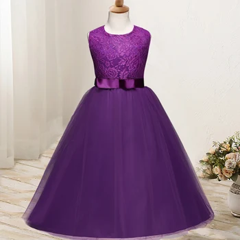 

2019 New Baby Girls Wedding Flower Girl Dress Princess Party Pageant Formal long Dress Sleeveless Lace Tulle Dress S2
