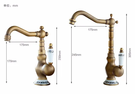 Синий и белый фарфор кухонный кран 360 Поворотный Ретро смеситель модный антикварный кран медный кран для горячей и холодной раковины