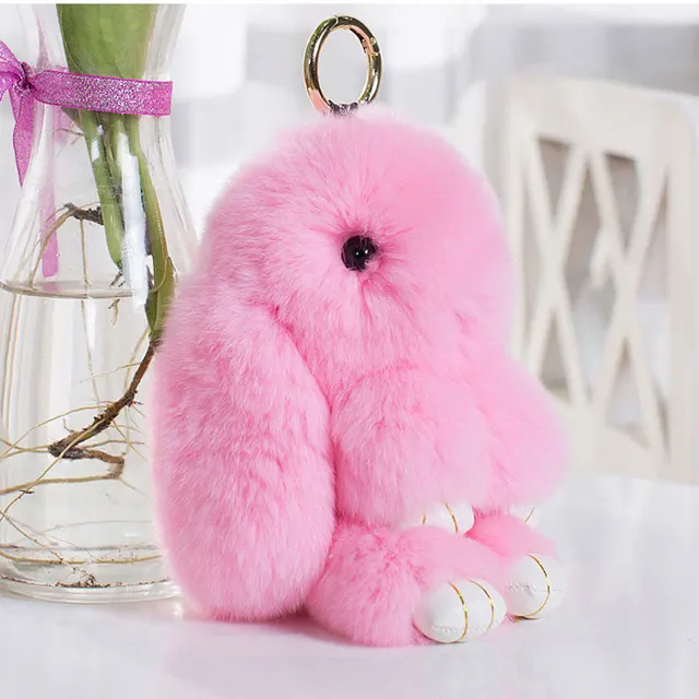 Pink Furry Bunny Keychain Plush Keychain 3pcspack Plush Toys