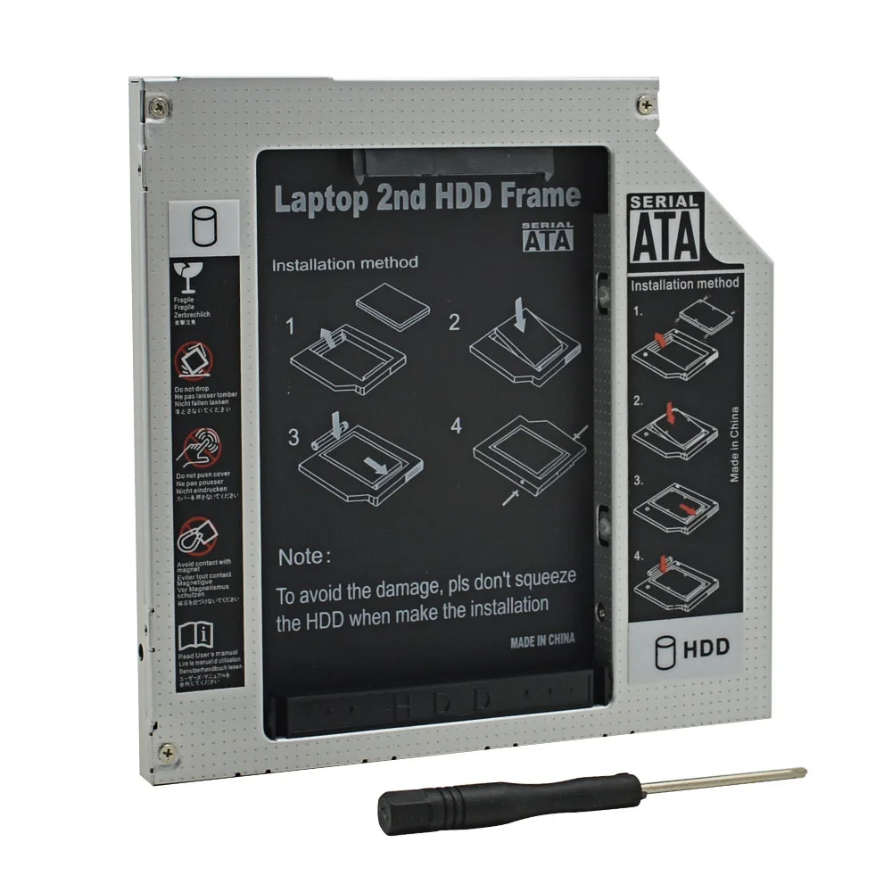 Универсальный алюминиевый 2-ой HDD Caddy 9,5 мм IDE to SATA 3,0 для 2," SSD чехол Корпус для HDD ODD CD DVD rom Оптический отсек