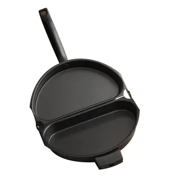 

New Design Non-stick Folding Omelette Pan Hand Frying Pan Stainless Iron Double Side Grill Pan 28.5*24cm Outdoor Panelas Pans