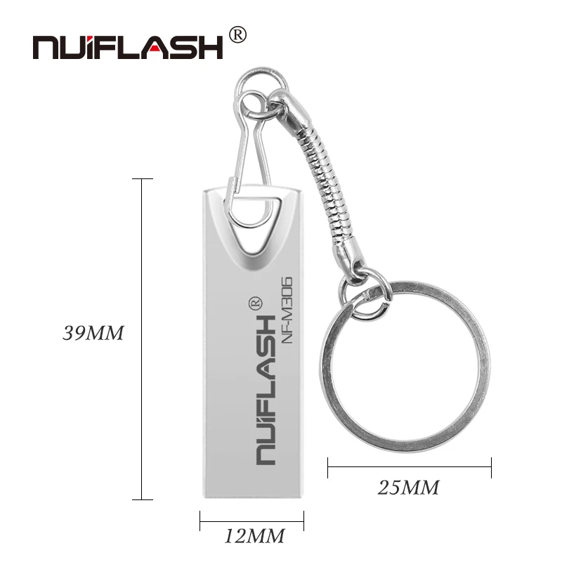 Usb флеш-накопитель Nuiflash usb2.0 64 ГБ, водонепроницаемые устройства хранения данных, 16 ГБ, 8 ГБ, 4 Гб, флешка 128 ГБ, 32 ГБ, u-диск с подарочным кольцом для ключей