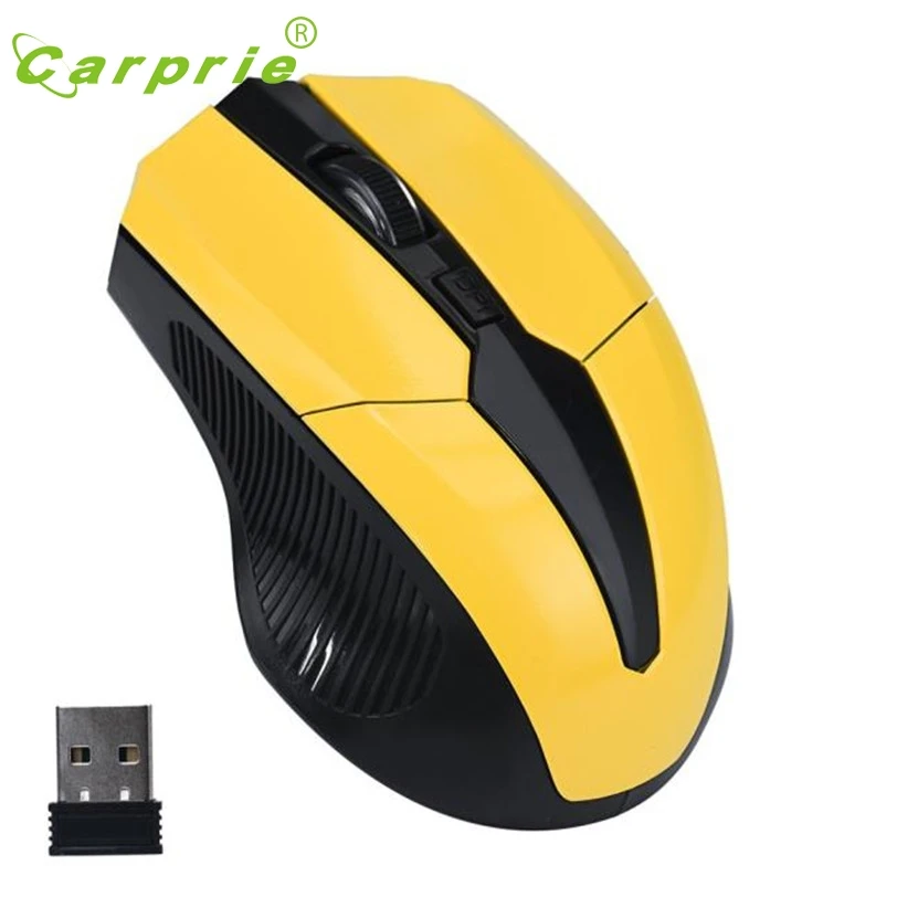 CARPRIE Yellow 2.4GHz Optical Gaming Mouse Cordless USB Receiver PC Computer Wireless Mouse for Laptop Jan17 Factory Price