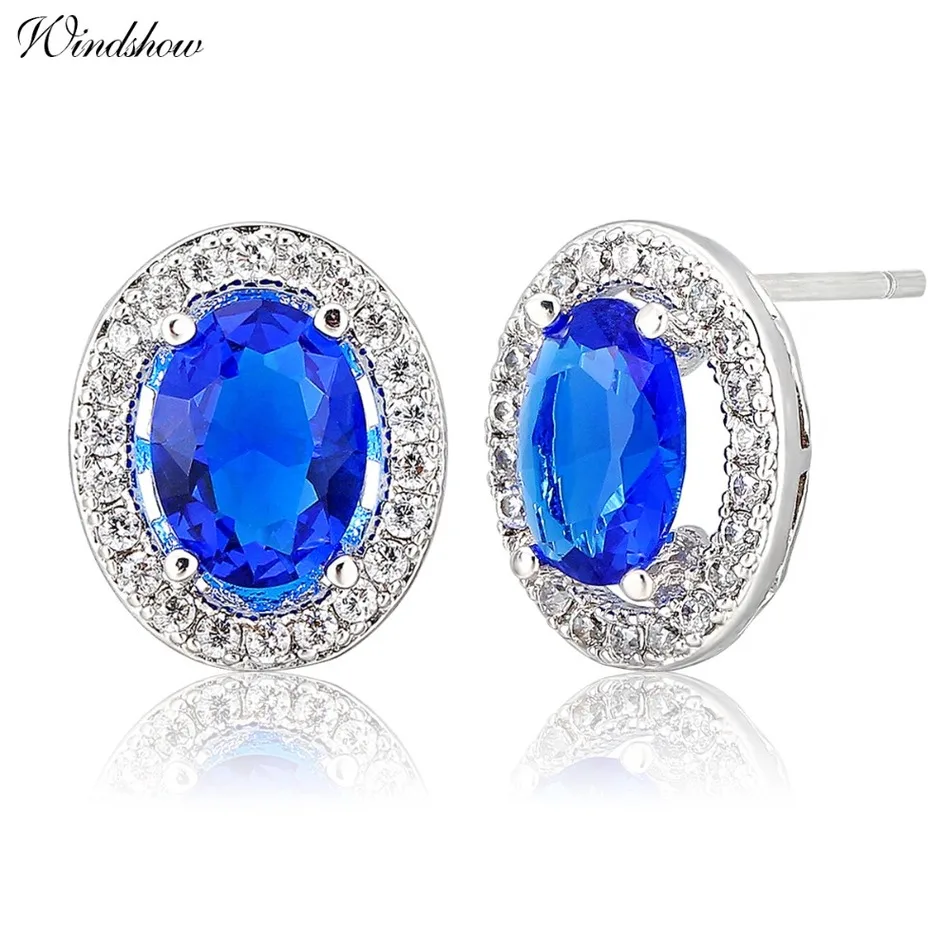 Женские серьги гвоздики с фианитами овальной формы|cz stud earrings|stud earringsstud earrings for women