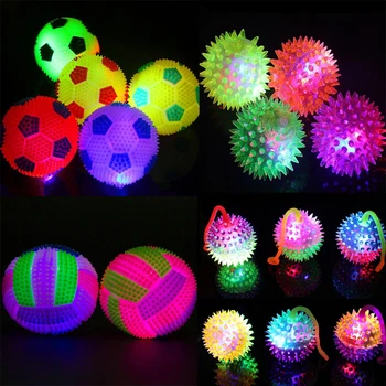 

12PCS LED Volleyball Football Flashing Light Up Bouncing Ball Kids Toys For Baby Kid 6.5cm 7.5cm Sound Random Color
