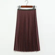 Saia Longa Юбка Saia натуральный полиэстер нет Европа и Америка Настоящее стиль Женская эластичная талия металлик плиссированная юбка