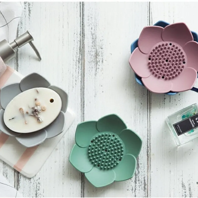 Creative Silicone Soap Holders Korea Style Beautiful Lotus Flower Shape Jewelry/Soap Storage