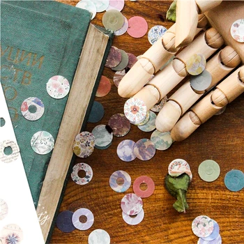 

60 Sheets Creative Simple Sticker Diary Decor Hole Stickers DIY Binder Supplies Kawaii Stationery Journal Accessories