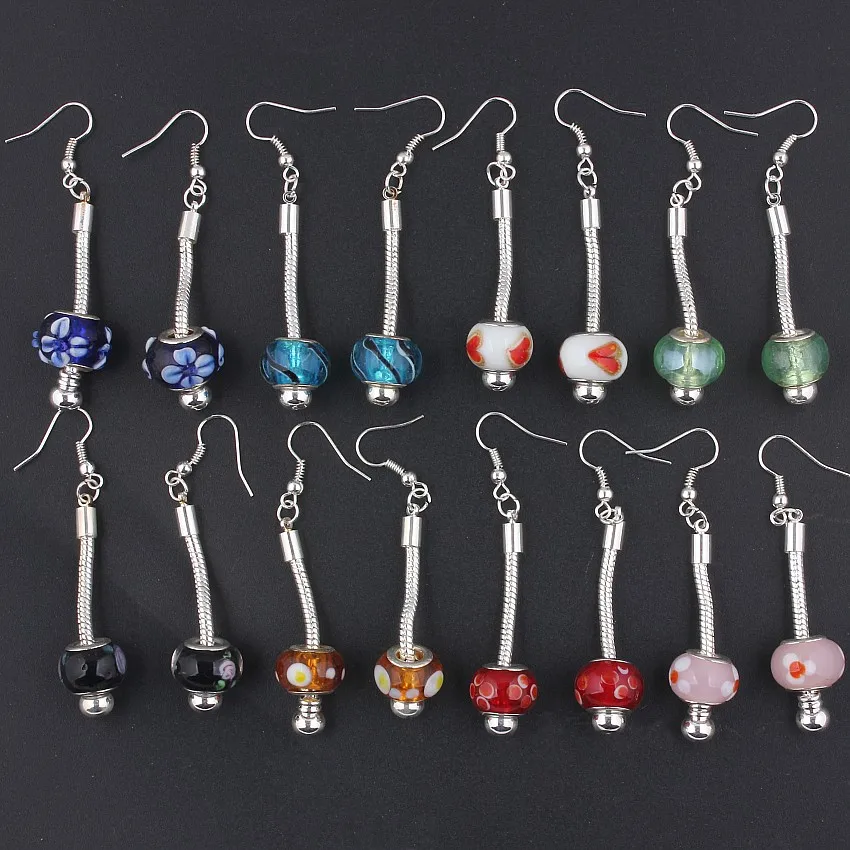2017 QianBei 6Pairs Senior Long Murano Glass Beads womens Earrings For