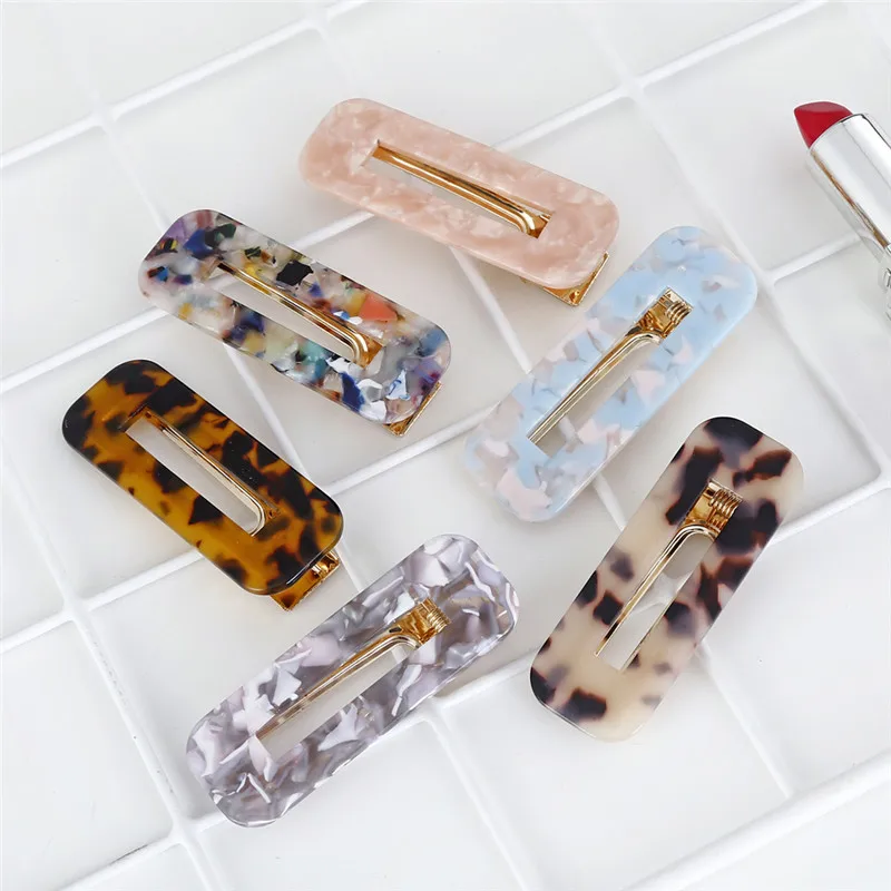 

Classic Acrylic Hair Clips Hollow Rectangle Shaped Hairpin For Women Girls Leopard Headwear Beauty styling Jewelry Gifts