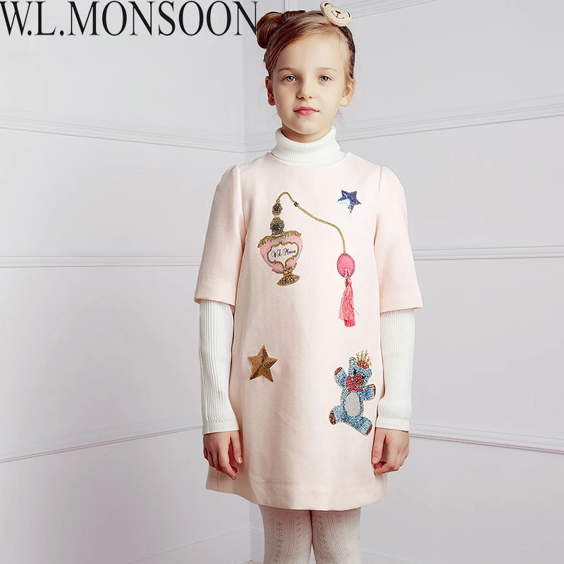 W. L. Monsoon/платье для девочек; Vestidos; коллекция года; Брендовое зимнее детское рождественское платье; детская одежда; платья принцессы для девочек; одежда