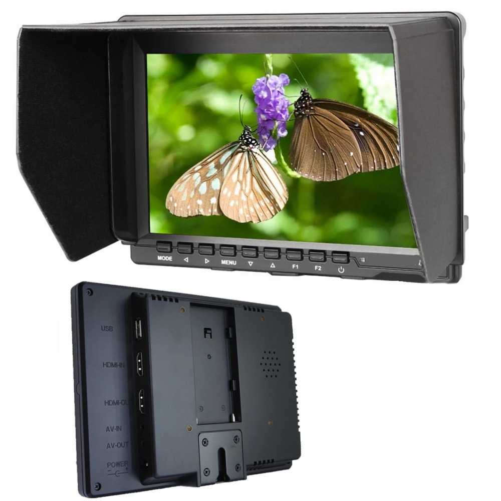 

new 7 " USB HDMI input IPS HD Monitor for Canon Nilkon Sony DSLR Camera Camcorder,F970, Sun Shade full hd dslr lcd monitor