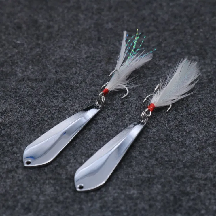 9g Metal Silver Sequins Fishing Lures Spoon Lure Hard Baits With Feather Bass Sea Lures Spinner Wobbles Fishing Tackle
