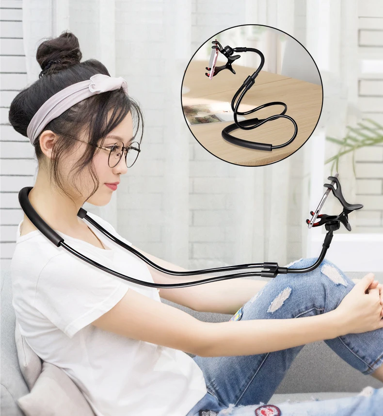 

Mobile Phone Holder Hanging Neck Lazy Necklace Bracket Bed 360 Degree Phones Holder Stand For iPhone Xiaomi Huawei Mobile Holder