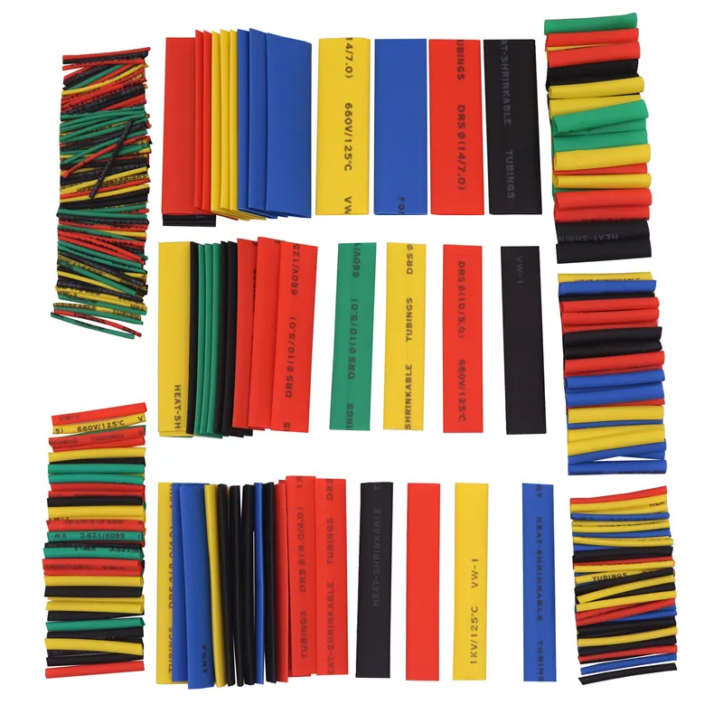 

328 Pcs Mixed Color 8 Sizes Multi Color Polyolefin 2:1 Halogen-free Heat Shrink Tubing Tube Assortment Sleeving Wrap Tubes