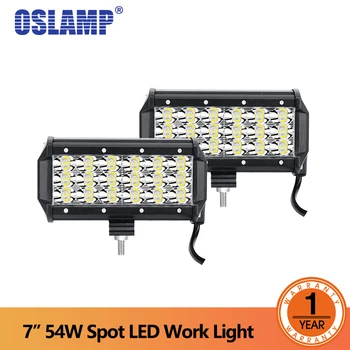 

Oslamp 2x 7" 54w Tri-Row LED Light Bar Offroad Spot Beam Work Light 4x4 4WD SUV ATV RZV Trailer Truck 12v 24v LED Lights