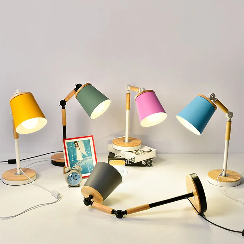 

Led lamps indoor lighting Nordic led desk lamp wood with light source bedroom decorative lights eye protection reading lamps