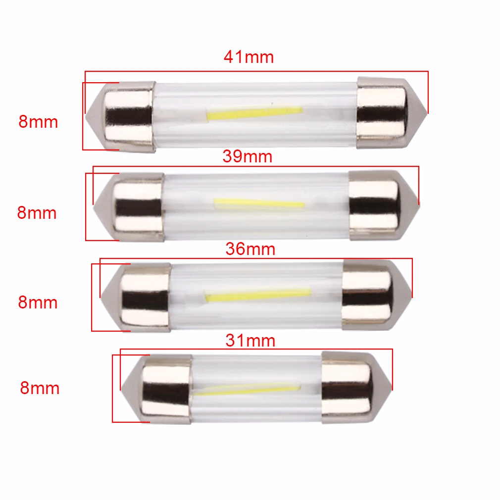 C5W COB светодиодные лампы для салона автомобиля 31 мм 36 мм 39 мм 41 мм стеклянный объектив фестон купольный светильник для чтения источник 12 В белый двойной наконечник лампы D040