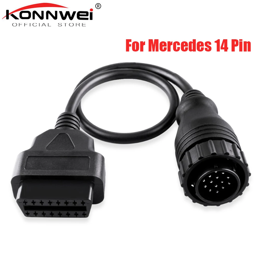 Для MERCEDES BENZ Sprinter 14 Pin to 16 Pin OBD 1 2 диагностический сканер соединительный кабель OBD 2 сканер кабель круглый разъем для benz