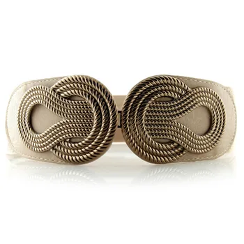 

Newly Women Interlock Buckle Waist Belt Elastic Wide Stretchy Decoration Cinch for Dress DO99
