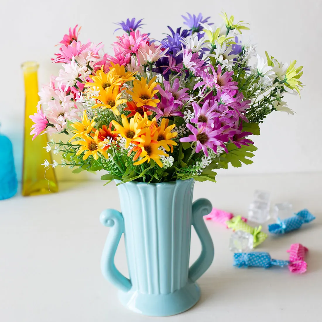 Artificial Flower 18 Heads Flower Small Artificial Plants Grass Fake