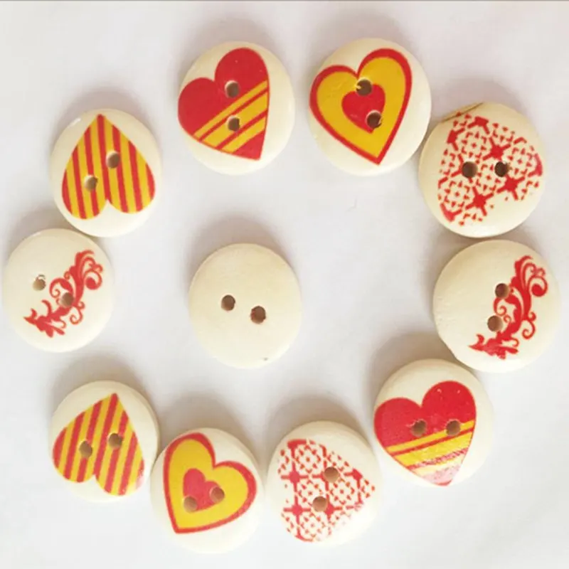 

50pcs/lot Mixed Designs Wood Buttons 2-hole Sewing DIY Craft Wooden Buttons For Arts Decorations Crafts Collections & Sewings