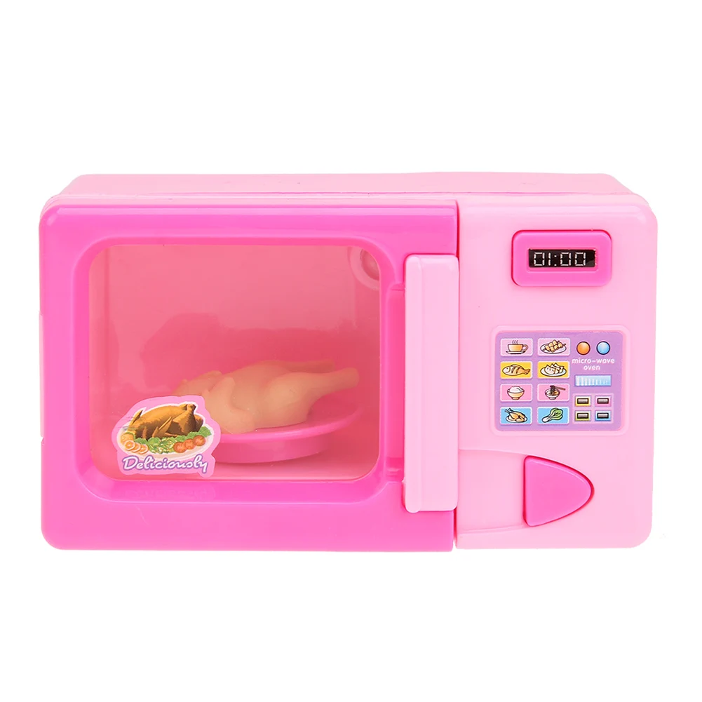 Pink Mini Simulation Microwave Oven Kids Pretend Play Toy