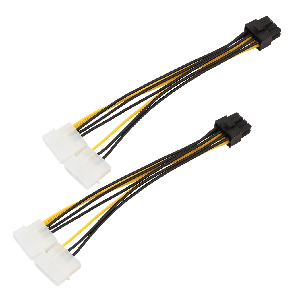2Pack Dual LP4 4 Pin to 8 Pin PCI-E Express Converter Adapter Power Line Cable Wire for Asus VGA Video Graphic Card