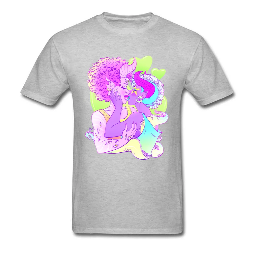 Demon Kiss 1 100% Cotton Student Short Sleeve Tops T Shirt Cool Autumn Tshirts Normal Tops & Tees Dominant Round Neck Demon Kiss 1 grey