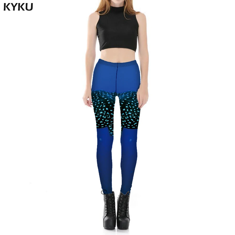 

KYKU Brand Fish Leggings Women Harajuku Leggins Animal Sport Tropical Spandex Fishinger Elastic Womens Leggings Pants Jeggings