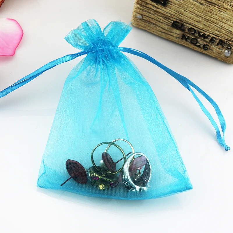 Wholesale 100pcs/lot Lake Blue Organza Bag 15x20cm Wedding Jewelry
