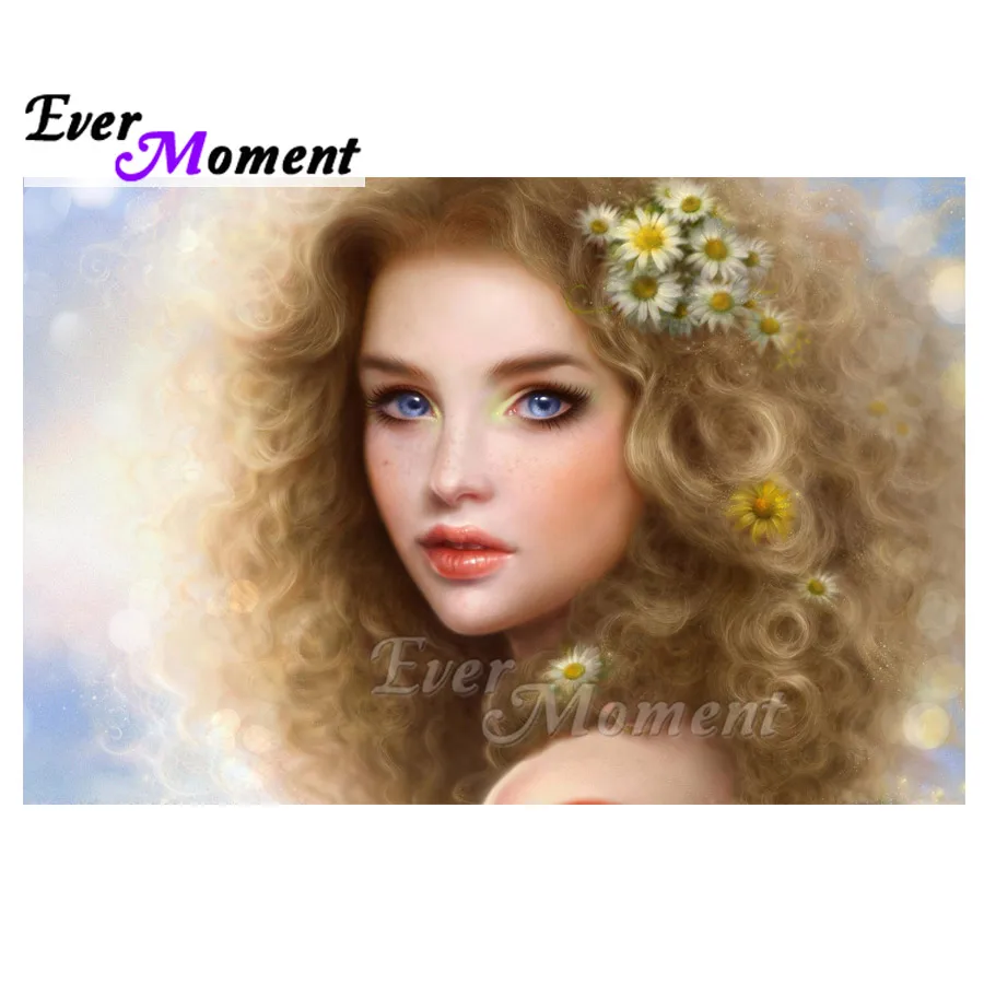 Ever Moment Diamond Painting Handmade Girl Flower Picture Of Rhinestone Full Square Drill Decoration Embroidery 3F1607 | Дом и сад