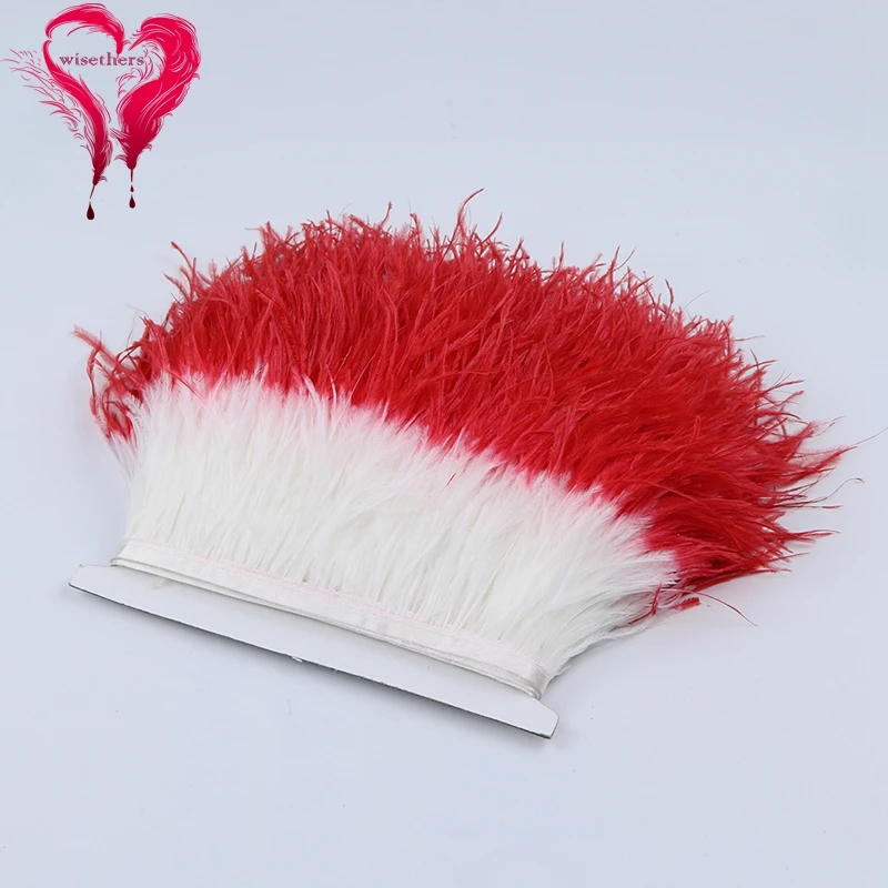 2 white and red ostrich trims 2
