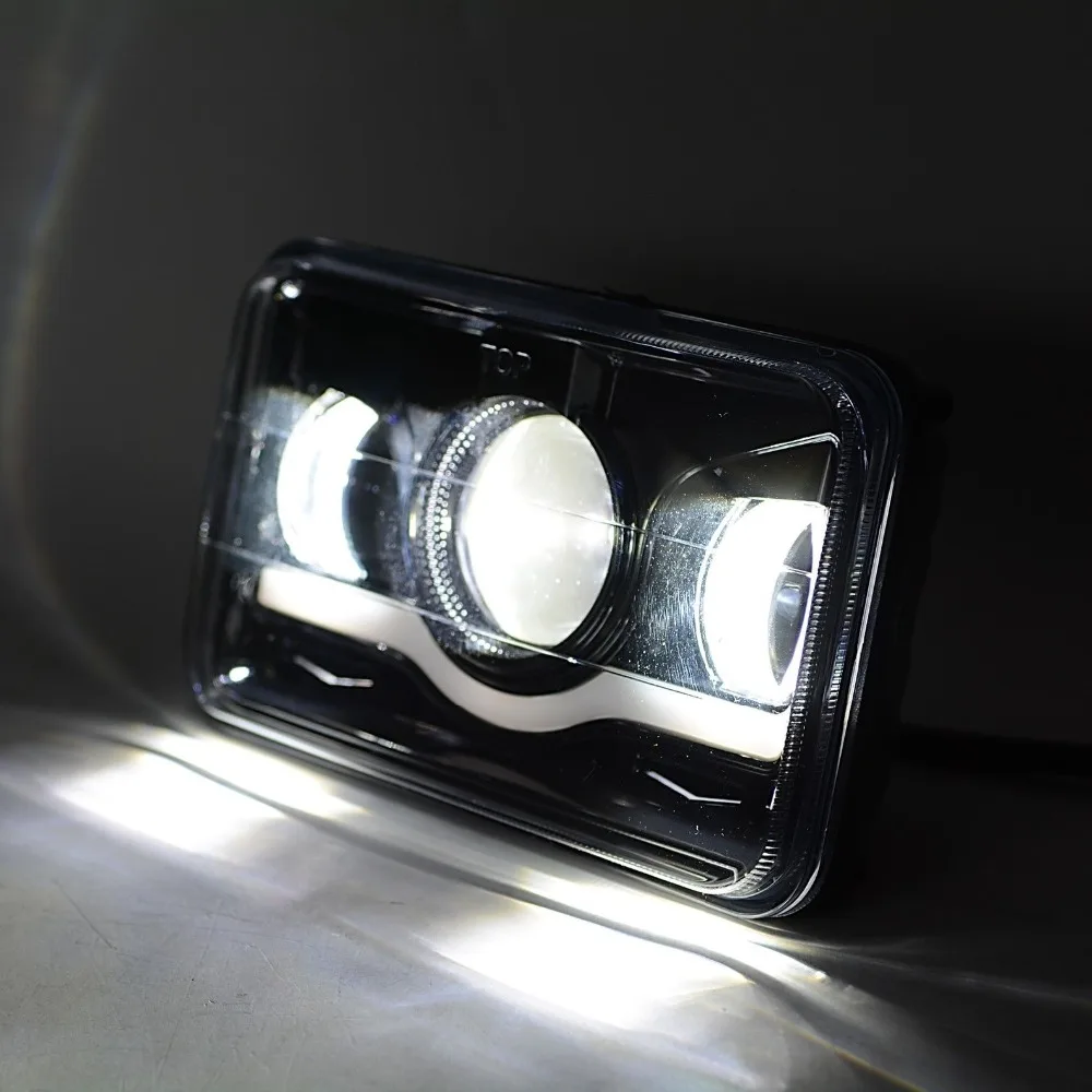 4x6 Sealed Beam Rectangular Replacement With DRL Halo Turn Signal Red light For Chevrolet Ford Trucks (2)