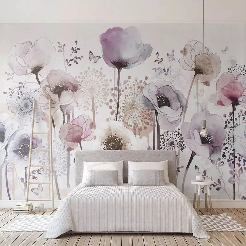 На заказ любой размер Настенные обои 3D Акварель Ручная роспись цветочные фото настенная живопись гостиная спальня домашний декор обои