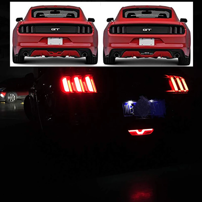Gtinthbox Копченый Объектив все-в-одном полный светодиодный красный/белый задний противотуманный свет комплект(тормоз резервного копирования обратного функции) для-up Ford Mustang